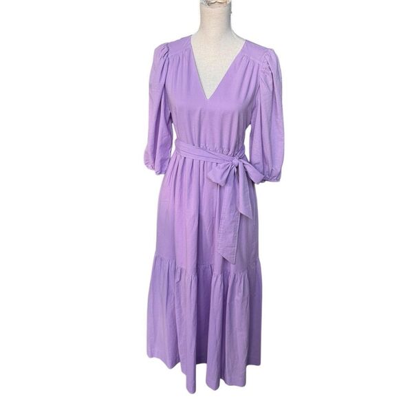 Marie Oliver Betti Aster Purple Lavender V-Neck Tiered Maxi Dress S - Picture 3 of 6
